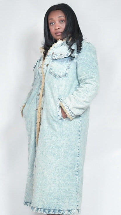 Weekend Chill Oversized Denim Trench Coat