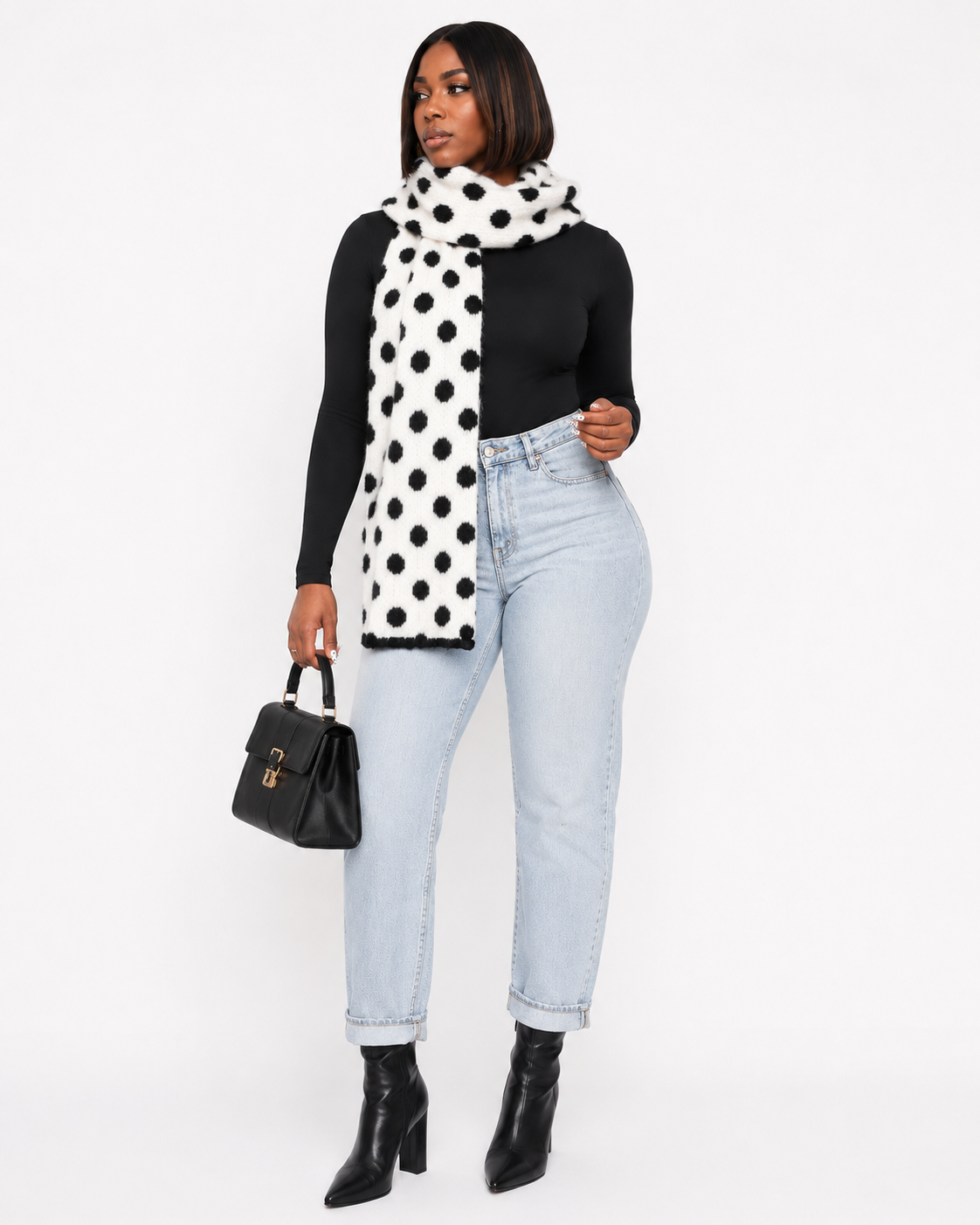 Polka Dot Knitted Scarf