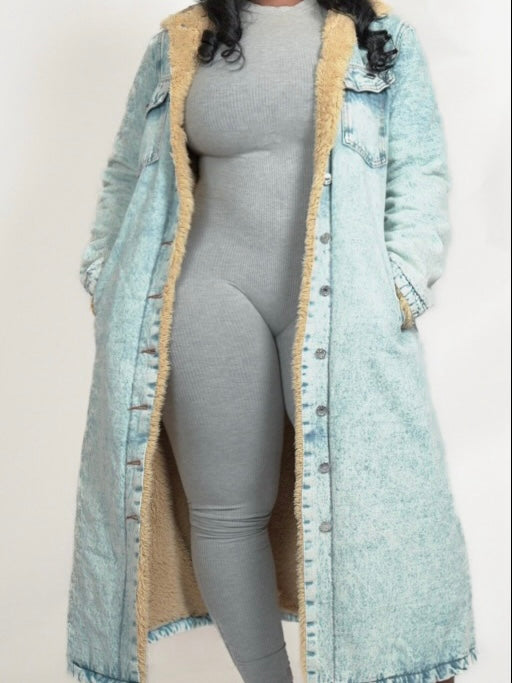 Weekend Chill Oversized Denim Trench Coat