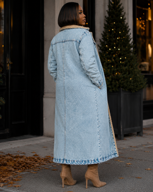 Weekend Chill Oversized Denim Trench Coat