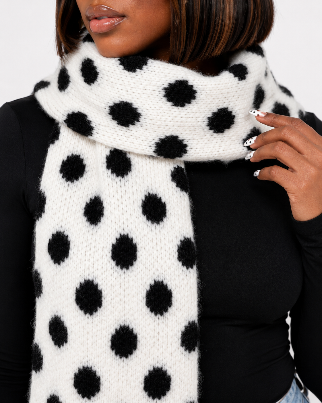 Polka Dot Knitted Scarf
