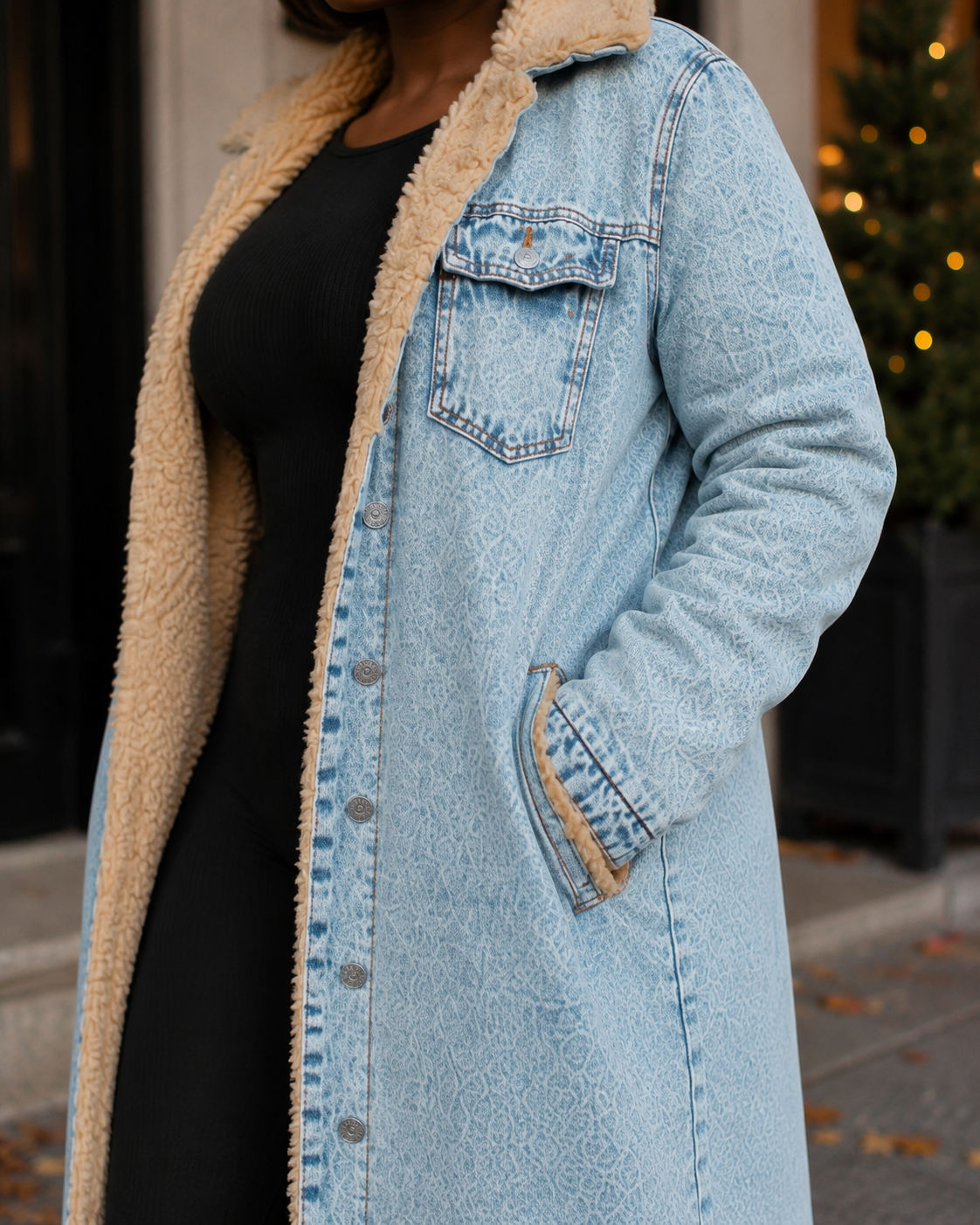 Weekend Chill Oversized Denim Trench Coat